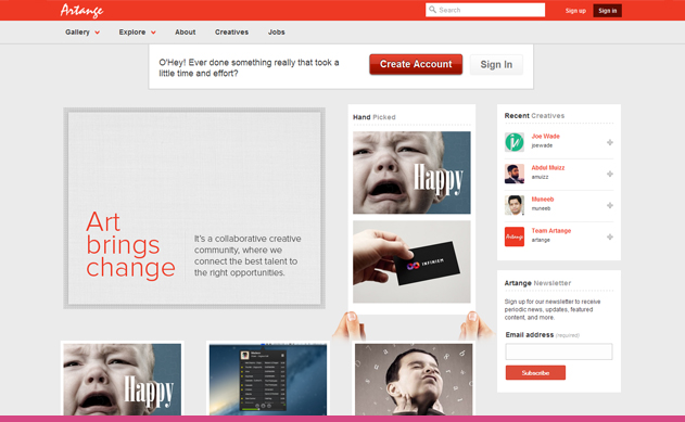 artange website for designers