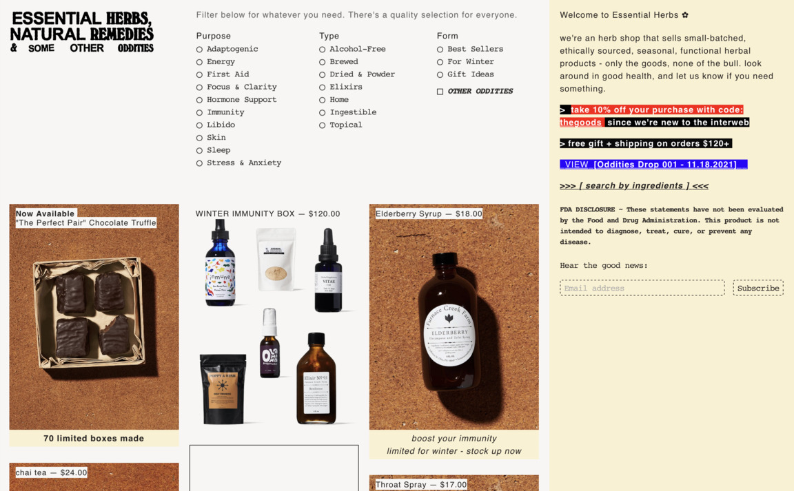 Web Design Inspiration - Essential Herbs