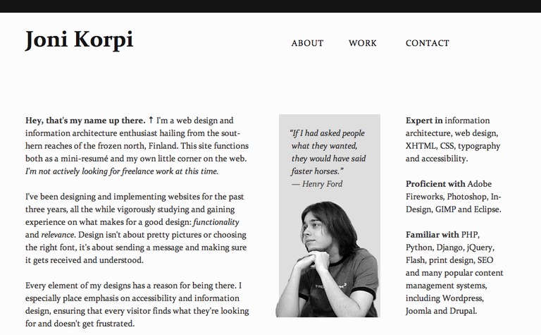 Web Design Inspiration - Joni Korpi