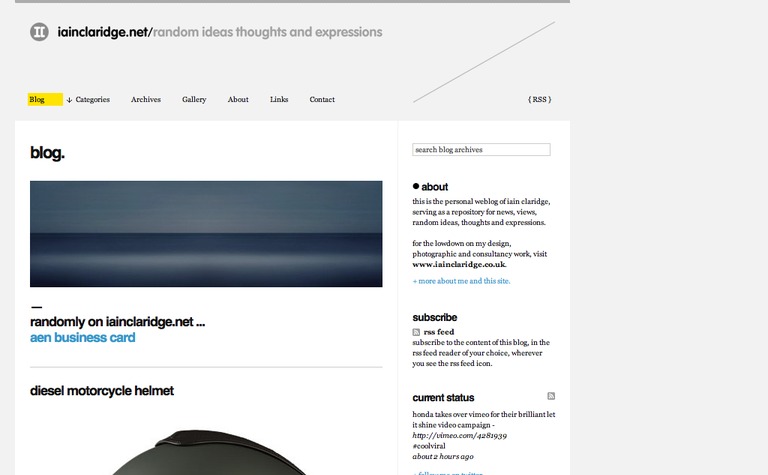 Web Design Inspiration - Iain Claridge, Blog