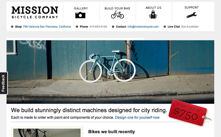 Web Design Inspiration - Mission Bicycle Company