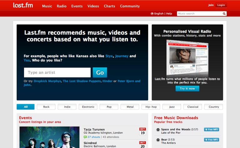 Web Design Inspiration - last.fm