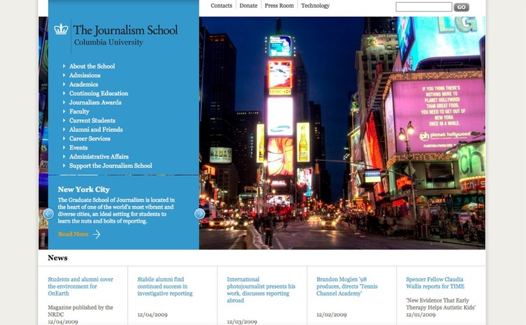 Web Design Inspiration - Columbia University Graduate School of Journalism
