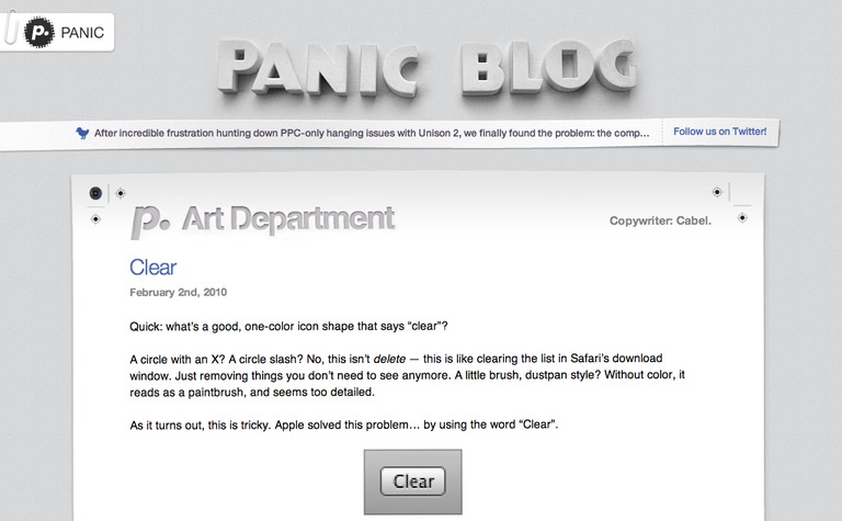 Web Design Inspiration - Panic Blog