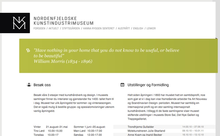 Web Design Inspiration - Nordenfjeldske Kunstindustrimuseum