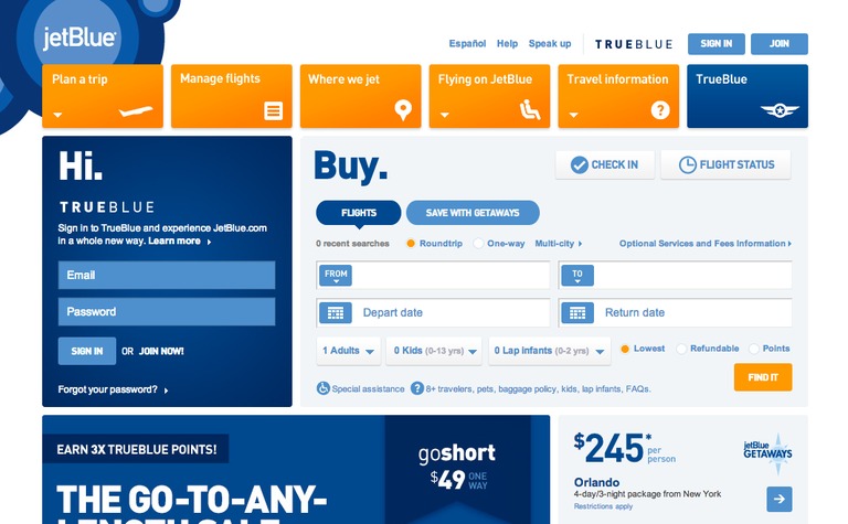 Web Design Inspiration - jetBlue