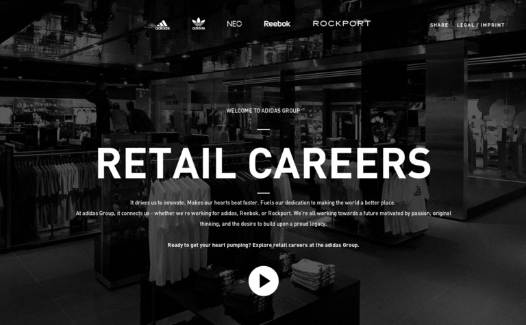 Web Design Inspiration - Adidas Retail Careers