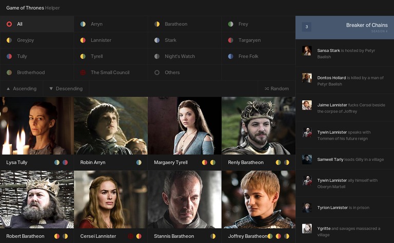 Web Design Inspiration - Game of Thrones Helper