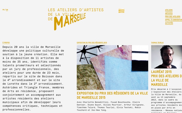 Web Design Inspiration - Ateliers d’artistes de la ville de Marseille