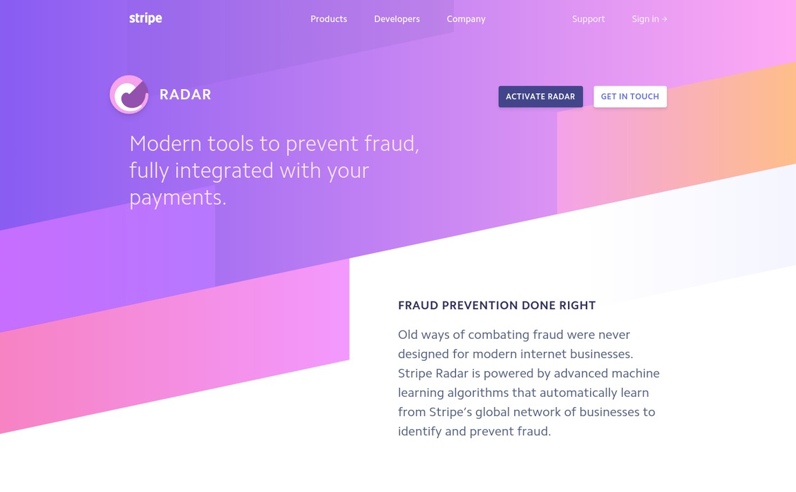 Web Design Inspiration - Stripe: Radar