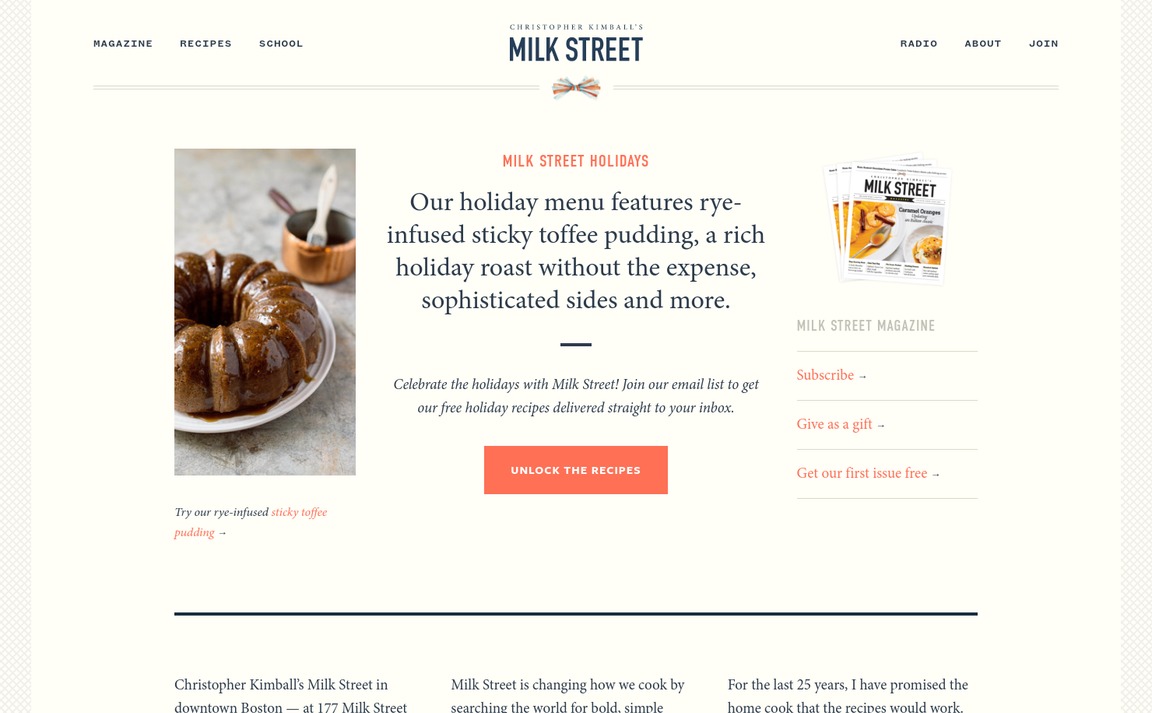 Web Design Inspiration - Christopher Kimball’s Milk Street