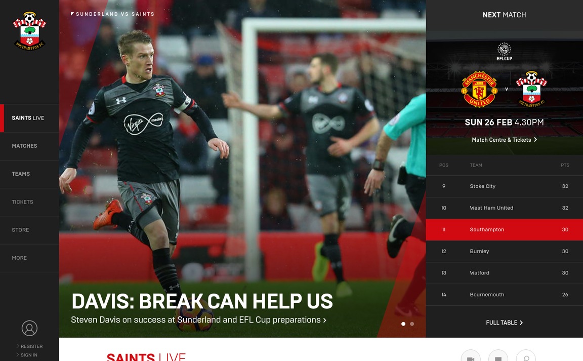 Web Design Inspiration - Southampton FC