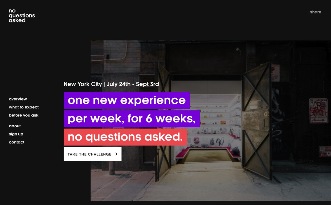 Web Design Inspiration - No Questions Asked