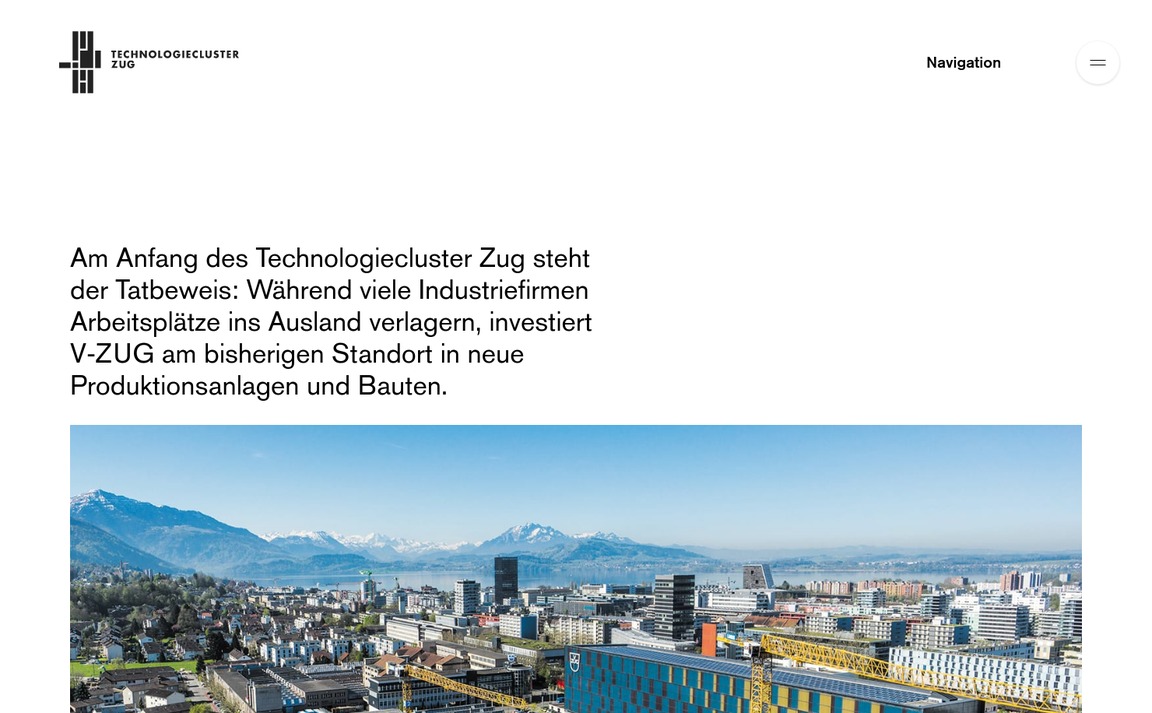 Web Design Inspiration - Technologiecluster Zug