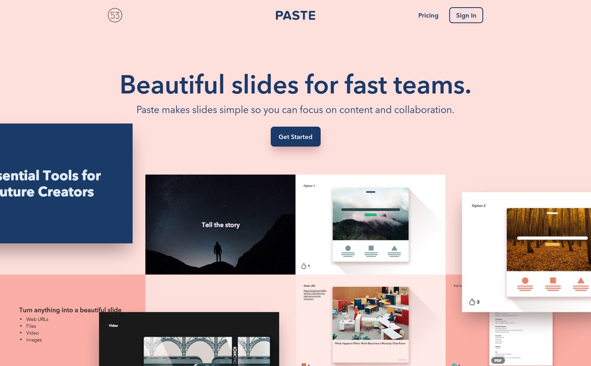 Web Design Inspiration - Paste by FiftyThree
