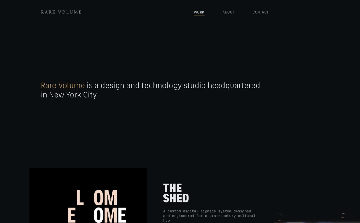 Web Design Inspiration - Rare Volume