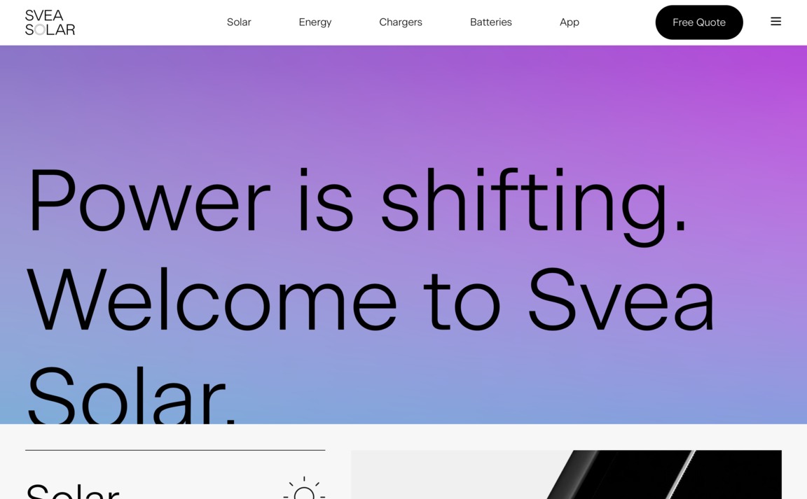 Web Design Inspiration - Svea Solar