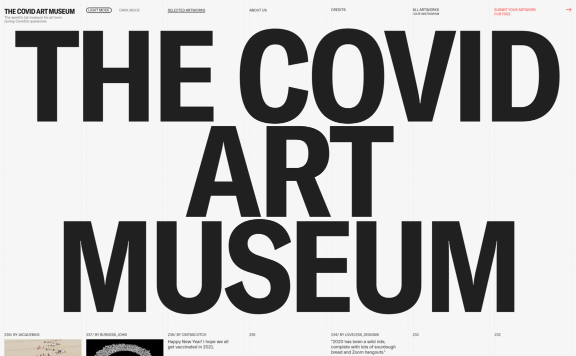 Web Design Inspiration - The Covid Art Museum