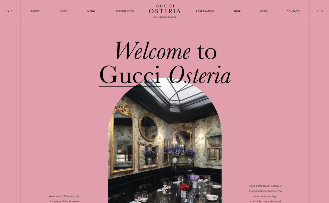 Web Design Inspiration - Gucci Osteria Florence