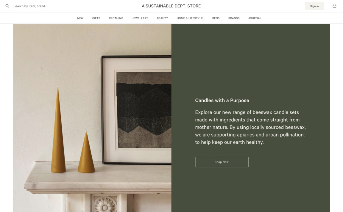 Web Design Inspiration - Sustainable Dept. Store