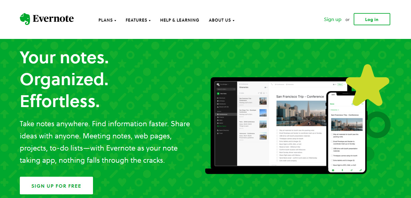 Evernote Call to Action Example