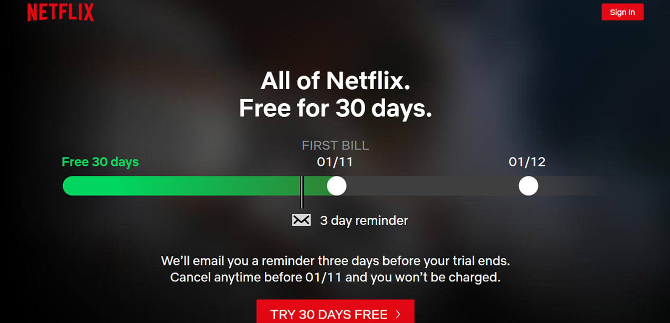 Netflix Call to Action Example